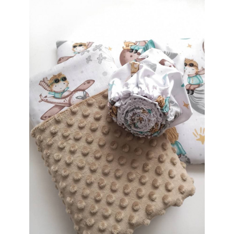 Minky komplektas vežimėliui „Mažasis princas - šviesi ruda“