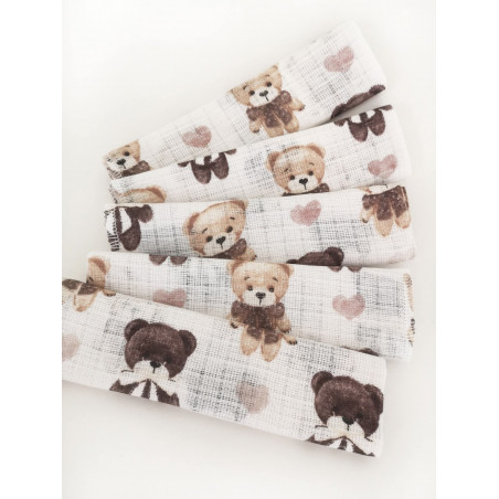 Medvilniniai merliukai naujagimiui su meškučiais.